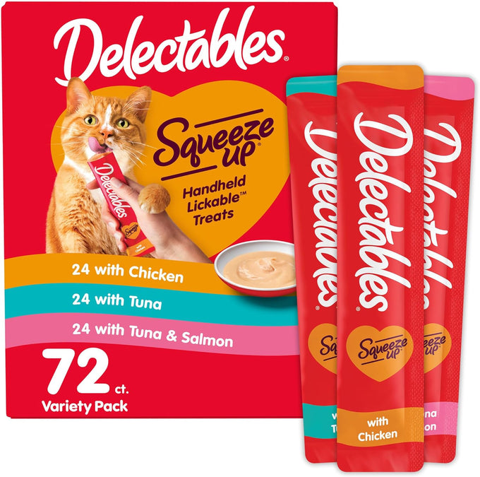 Delectables squeeze up variety pack 72 tubes grain free cat treats 0.5 oz each