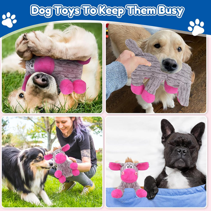 loncoldy plush chew toys for large dogs, crinkle stuffed animal squeaky interactive toys for small medium large dogs