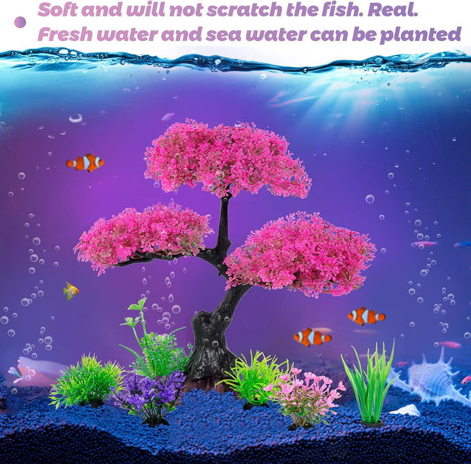 ameliade pink cherry blossom tree aquarium decor set for goldfish betta fish tank decorations