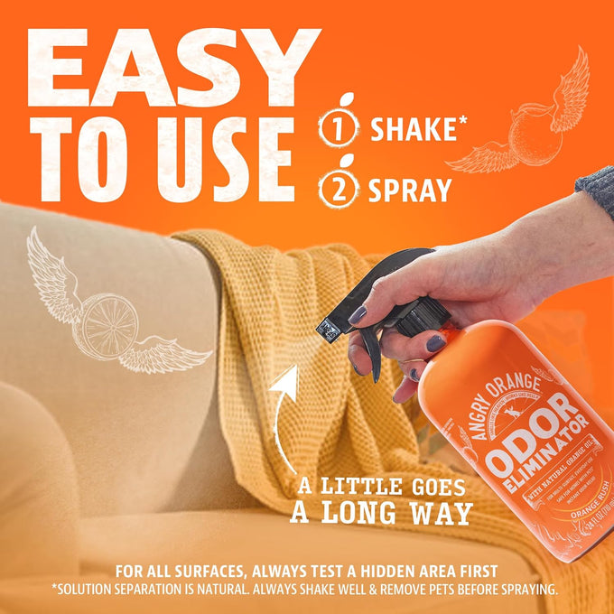 Angry Orange Pet Odor Eliminator - 24 oz Orange Rush Scent, Citrus Cleaner for Dog and Cat Urine Stains