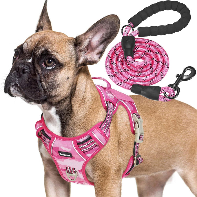 Beebiepet heavy duty tactical dog harness for small dogs, large, brown, no pull, adjustable, reflective