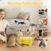 Cheese-Shaped Interactive Cat Toy with USB Rechargeable Electronic Feather Toy for Indoor Cats and Kittens 6-Hole Mole & Rotating Feather