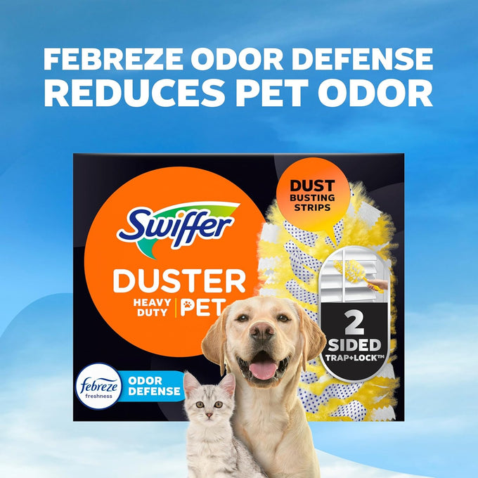 swiffer pet heavy duty multisurface dusters refills with febreze odor defense, 11 count