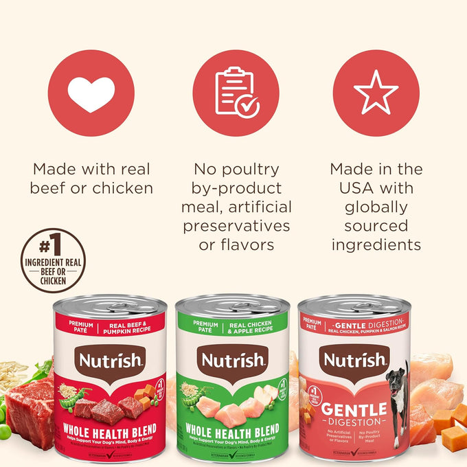 Rachael Ray Nutrish Gentle Digestion Wet Dog Food, 13 oz Can, Pack of 12, 3 Delicious Recipes