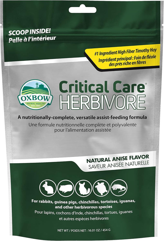 oxbow critical care herbivore emergency guinea pig food and rabbit food for recovery natural apple banana flavor 141 grams made in usa