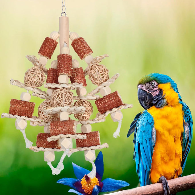 Natural Corn Stick Parrot Toys for Small to Medium-Sized Macaws, African Greys, Cockatoos, and Sun Conures