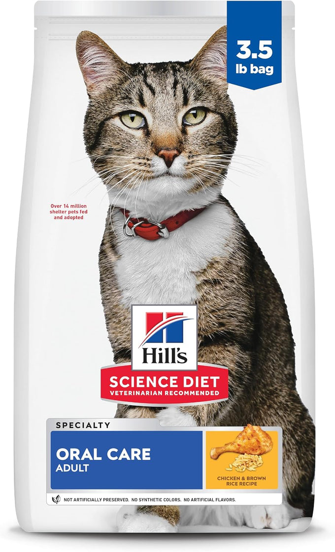 Hill's Science Diet Adult Oral Care Dry Cat Food, Chicken, 3.5 lb. Bag