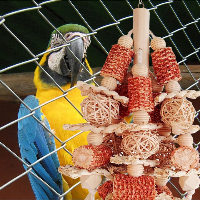Natural Corn Stick Parrot Toys for Small to Medium-Sized Macaws, African Greys, Cockatoos, and Sun Conures