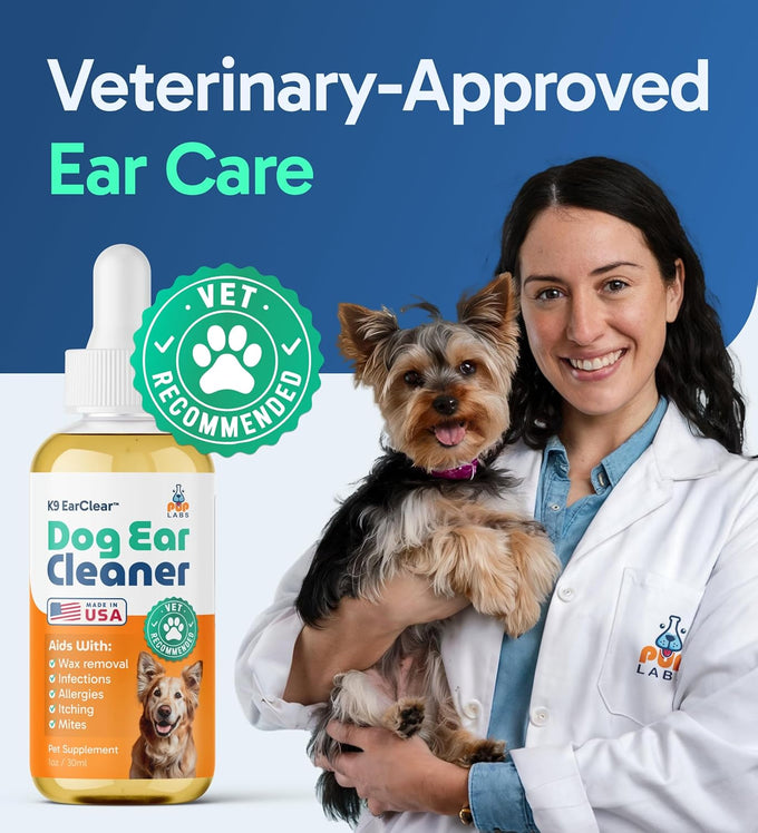 pup labs ear clear natural dog ear cleaner infection treatment drops 1 oz bottle dropper