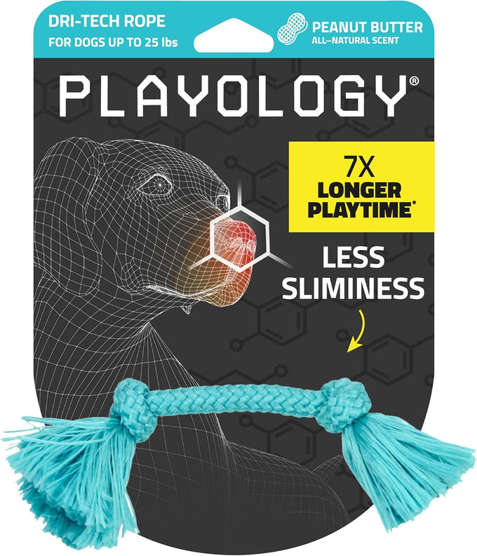 Playology dog toys Dri-Tech rope tug of war dog toy for tough chewers medium size beef scented