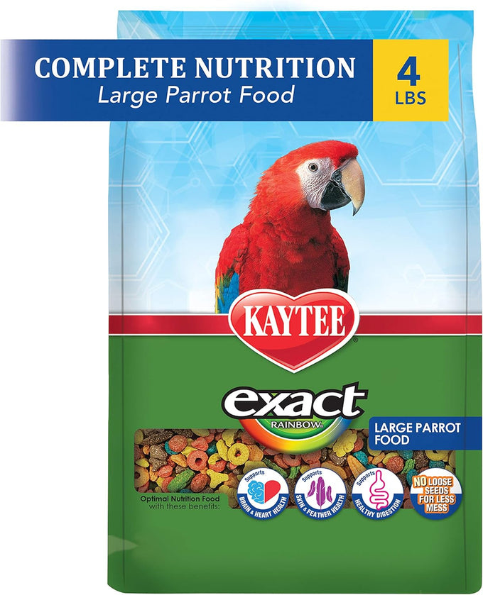 kaytee exact rainbow food for large parrots, 4 lb, premium extruded nutrition