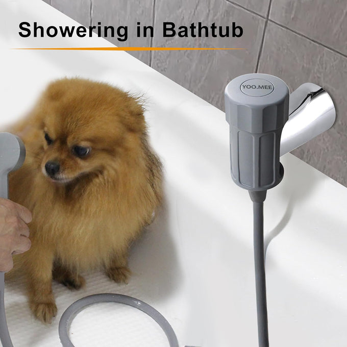Yoo.mee Pets Shower Attachment Quick Connect Tub Spout Front Diverter Portable Pets Cleaning