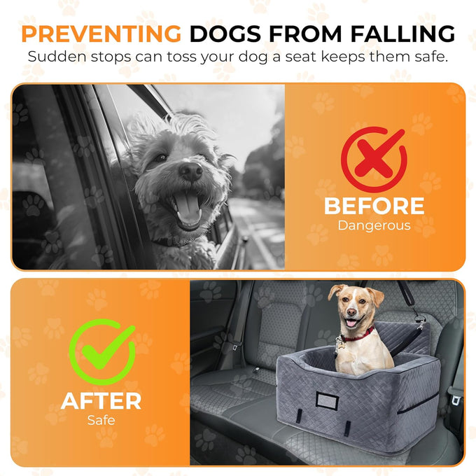 CozyCruiser dog car seat for small and medium dogs with soft plush fabric, adjustable safety leash, and double seat belt protection fits most cars and SUVs
