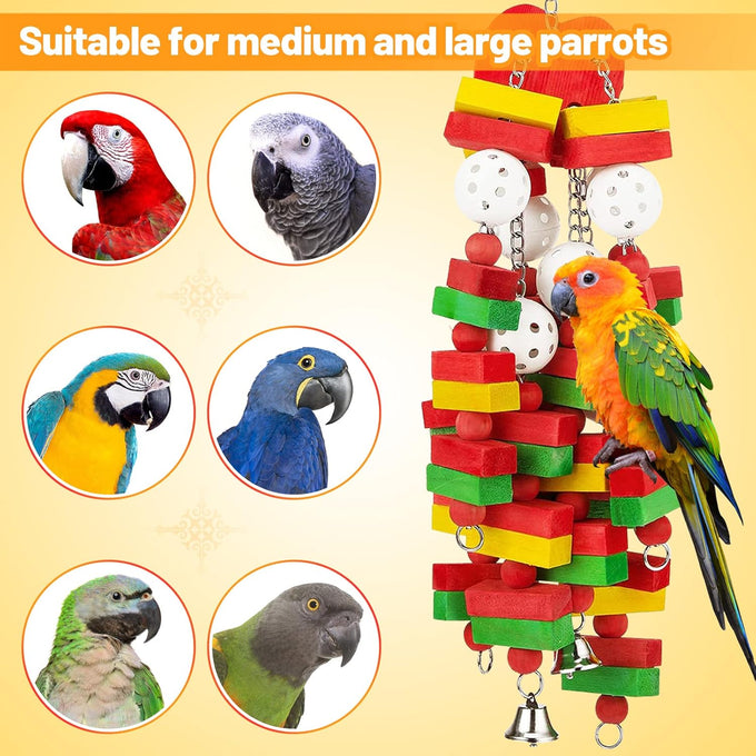 Mewtogo Large Bird Chewing Toy for Macaws, African Greys, and Amazon Parrots - 22inch Chain Toy