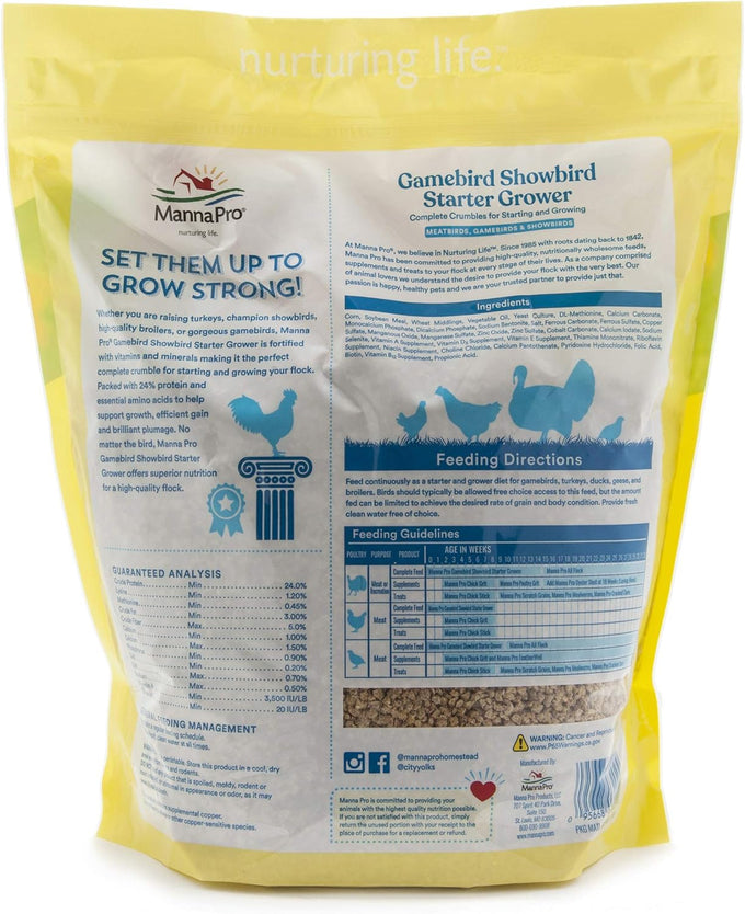Manna Pro 24% Protein Crumbles for Chickens, Ducks, Gamebirds & Turkeys - Healthy Complete Diet, Vitamins & Minerals, 5 lb Bag