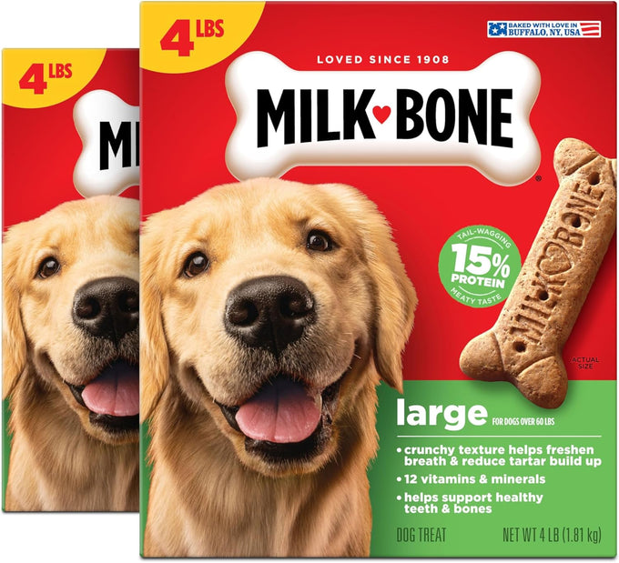 Milk-Bone Original Dog Treats Biscuits for Large Dogs, 10 Pounds, Crunchy, 15% Protein, USA Made