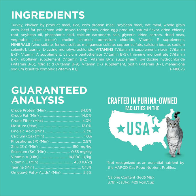Purina one sensitive stomach cat food, high protein, turkey first ingredient, 16 lb bag, sensitive skin and stomach formula