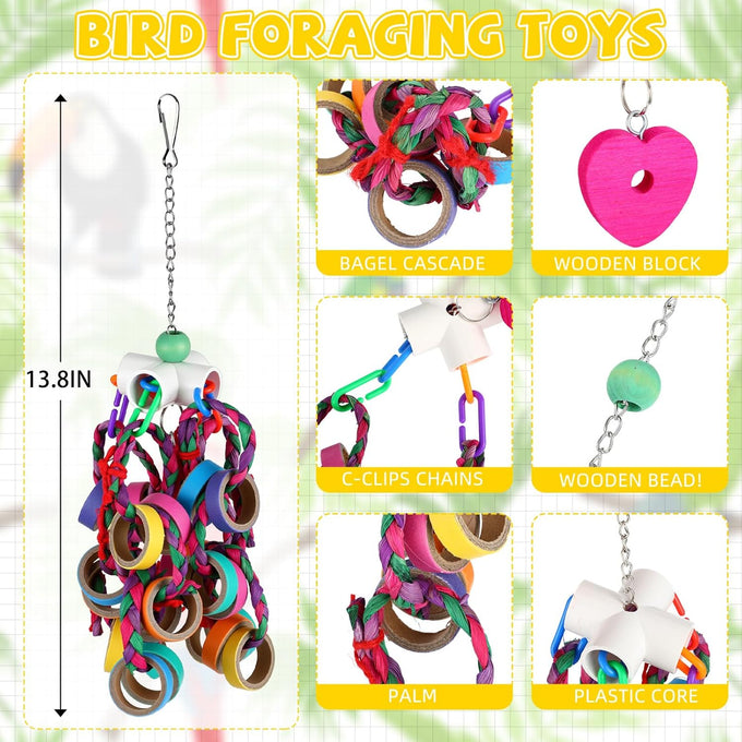 soulchen 4 pc extra large bird parrot toy set wooden chewing toys for large macaws african grey amazon parrots