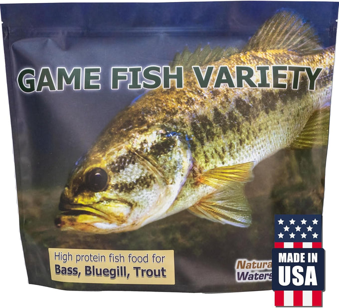 Natural Waterscapes 7 lb Game Fish Food Variety Pellets for Bass, Bluegill, and Trout in a Resealable Bag