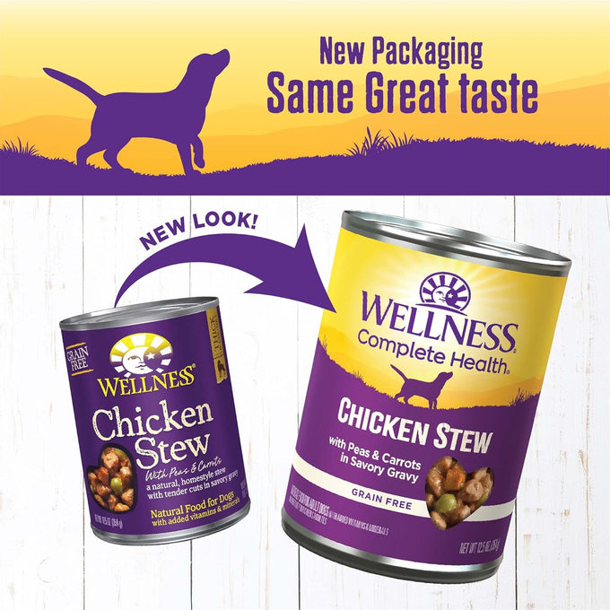 Wellness Grain-Free Chicken Stew Wet Dog Food, 12.5 oz, 12 Cans