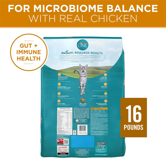 Purina one natural dry cat food tender selects blend with real chicken 16 lb bag