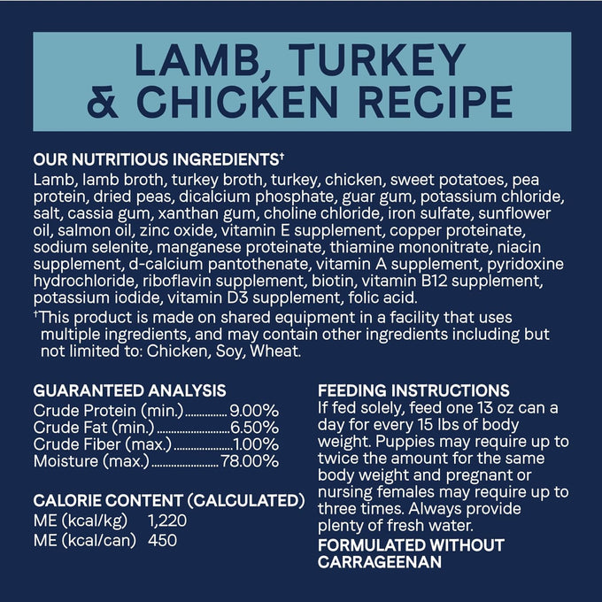 Canidae Pure Lamb, Turkey & Chicken Wet Dog Food, 13oz, 12-Pack