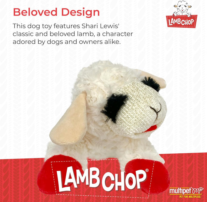 Multipet Lamb Chop Squeaky Dog Plush Toy - 10" Creampuff for Small & Medium Dogs