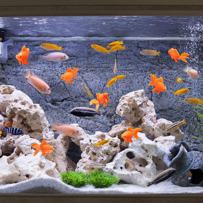 Sumind 30 Pieces Floating Artificial Orange Goldfish for Aquarium Tank Decorations and Ornaments