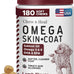Salmon Oil Omega 3 Fish Oil for Dogs - 180 Soft Chews for Itch Relief, Shedding, Hot Spots, Skin & Coat
