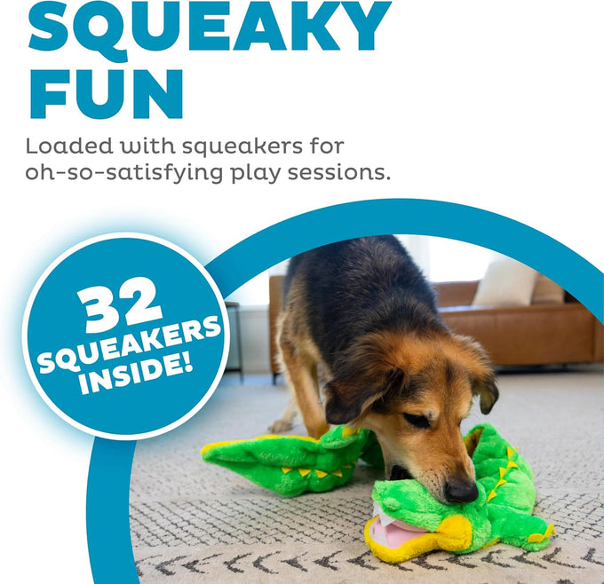outward hound xxl squeaker matz plush gator dog toy for mild to medium chewers