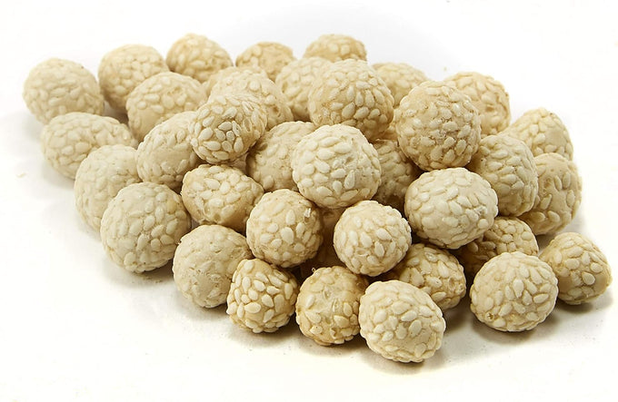 Kaytee Krunch-A-Rounds Sesame Covered Peanut Treat for small pets, 3 oz, crispy rice coating, sesame seeds