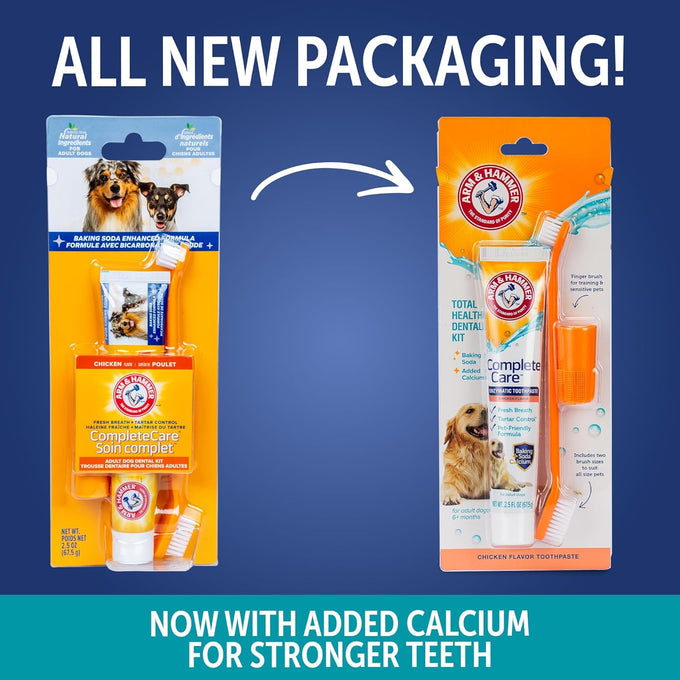 Arm & Hammer Dog Dental Kit with Enzymatic Toothpaste 2.5 oz Chicken Flavor and Baking Soda