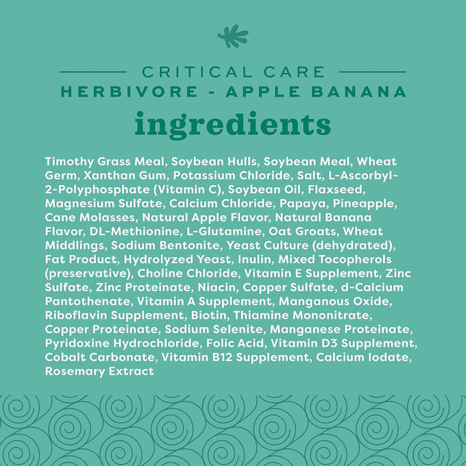 oxbow critical care herbivore emergency guinea pig food and rabbit food for recovery natural apple banana flavor 141 grams made in usa