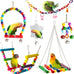 Esrise Bird Cage Accessories, Parakeet Toys for Conures, Finches, Cockatiels, Budgies, Lovebirds, Wooden Perch Swing Climbing Ladders