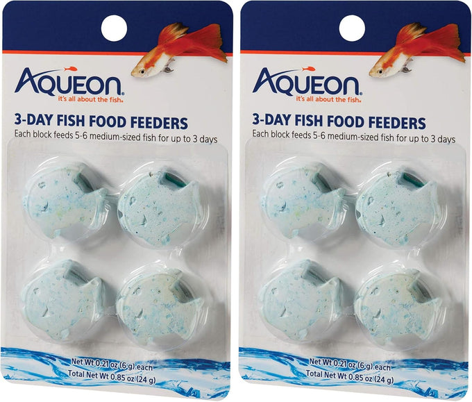 Aqueon 3-Day Vacation Fish Feeder Blocks for Freshwater Aquariums – 4-Pack Slow Release Nutrition for Up to 5-6 Medium Fish