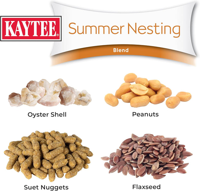 kaytee wild bird food, summer nesting seed blend, 8 lb, calcium-rich oyster shells, high protein nuts