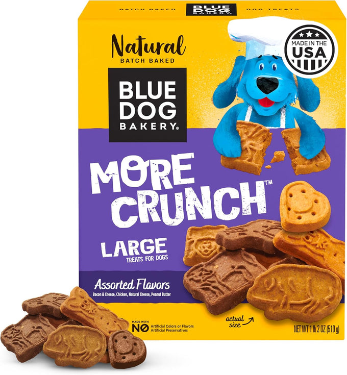 blue dog bakery assorted flavors natural dog treats 18oz box more crunch low fat non-gmo made in usa