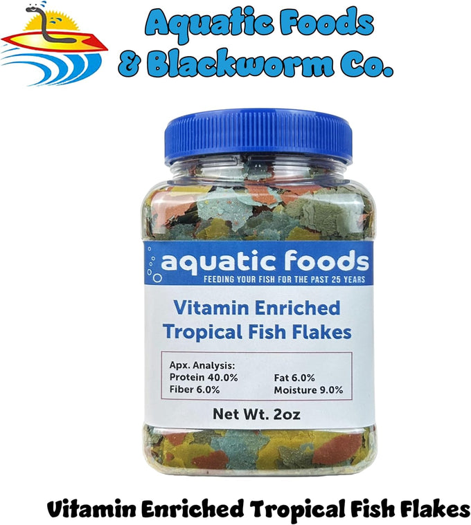Premium Vitamin Enriched Tropical Fish Flakes with Krill, Spirulina, and Color Enhancers, plus Pellet and Wafer Mix, for All Tropical Fish in a 2oz Jar