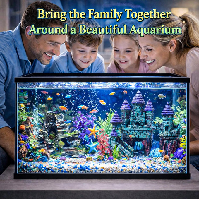 Mechpia 13 Pieces Aquarium Decorations Kit, Small Resin Castle, Rockery, and Artificial Plants for Betta Fish Tank Decorations