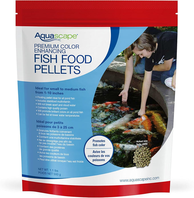 Aquascape premium color enhancing fish food pellets for pond koi goldfish, scientifically formulated and probiotics rich, 2.2 lbs, 1 kg