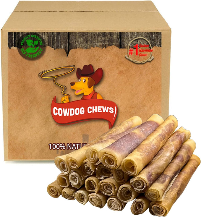 Cowdog Chews Retriever roll 9-10 inch all natural rawhide products for dogs 20 pack
