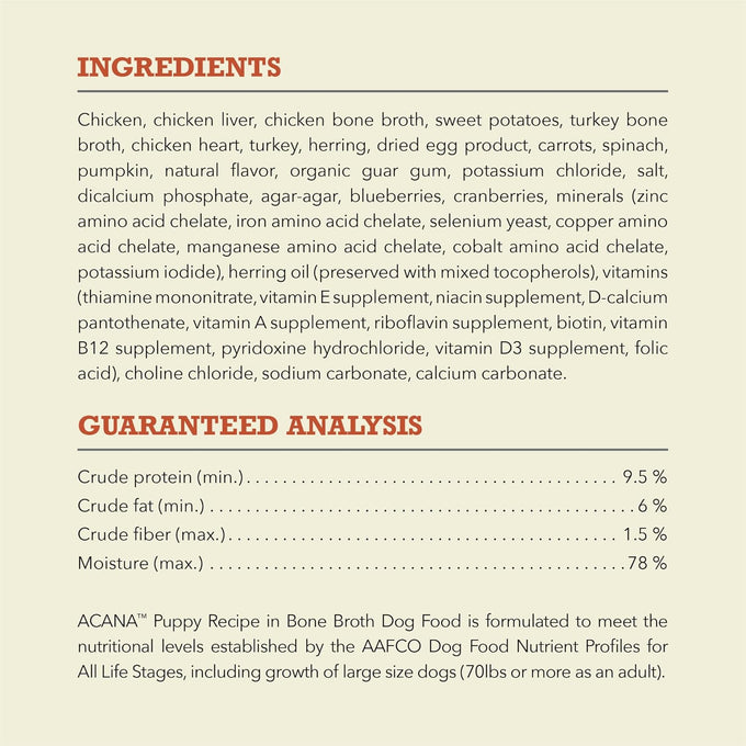 ACANA Premium Pate in Bone Broth Grain-free Wet Dog Food Puppy Recipe 12.8oz Cans (12 Count)