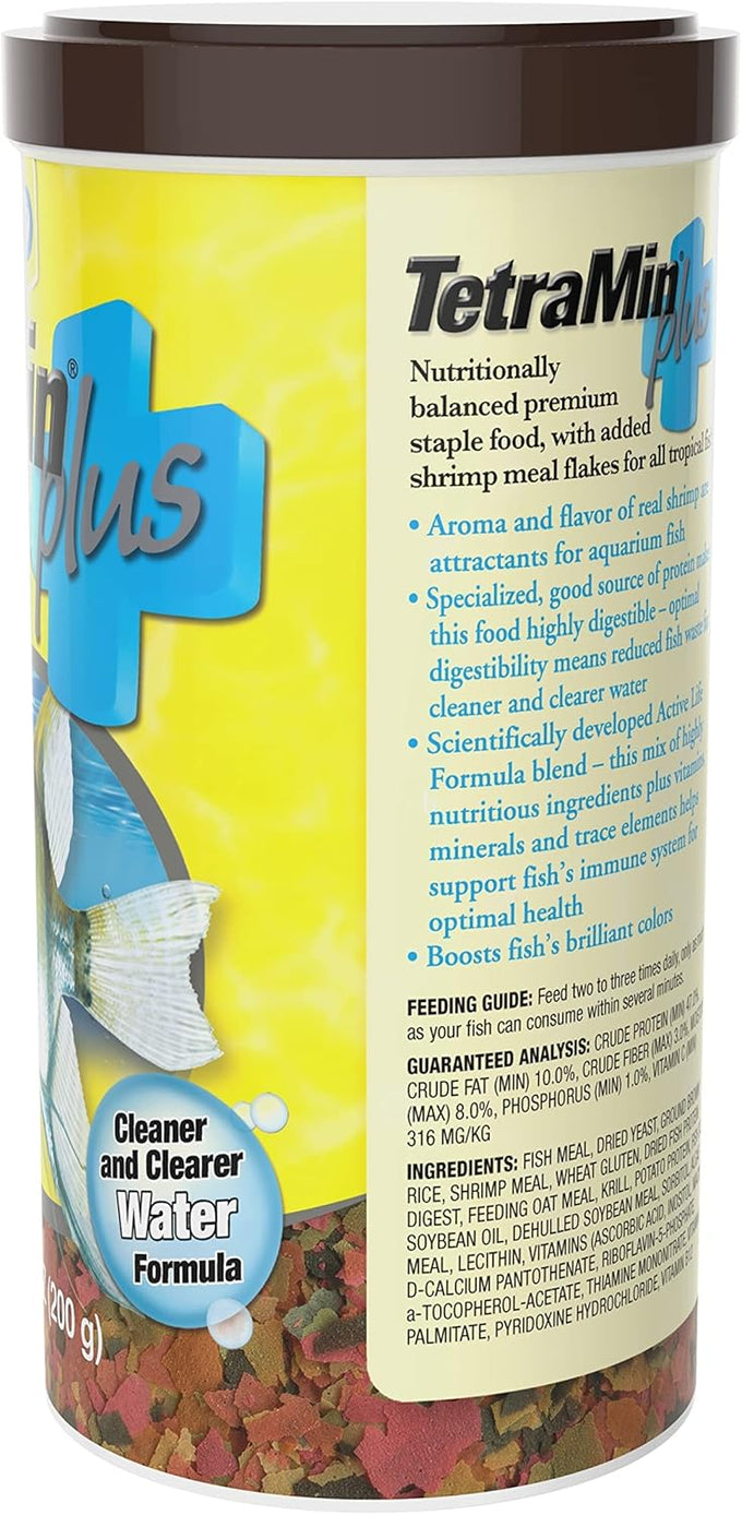 TetraMin Plus Tropical Flakes, 7.06 Ounce, Cleaner Water Formula for All Tropical Fish