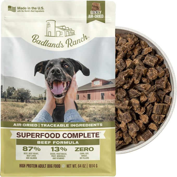 BADLANDS RANCH by Katherine Heigl - Superfood Complete Air-Dried Beef Dog Food - High Protein with Superfoods