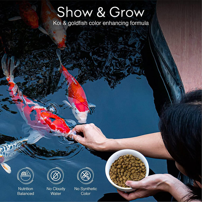 Kahuna Koi Fish Food for Ponds, 4.5lbs, Pellets, 3/16-1/4, Floating, Pond Fish Food, Made in USA