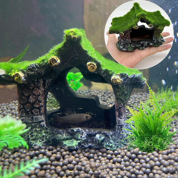 Tfwadmx resin aquarium decoration house small betta fish hide cave ornament tank small fish shrimp hideaway
