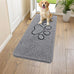 Smiry 30x20 inches chenille door mat for muddy paws with non-slip textured rubber base, grey and black