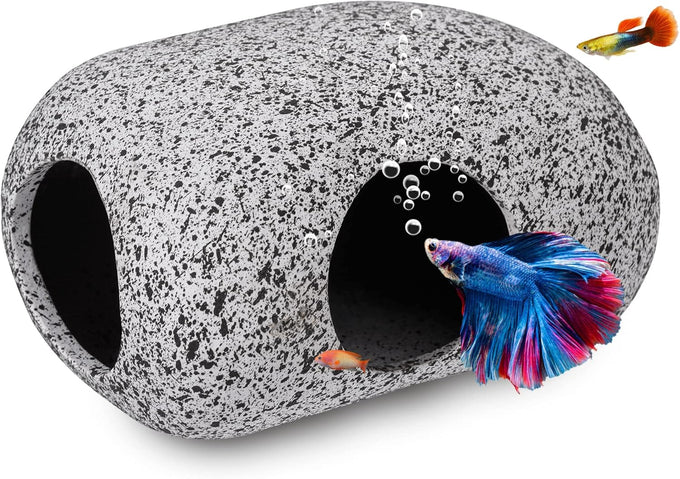 ameliade medium aquarium decorations ceramic cave fish tank accessories rock decor for small fish