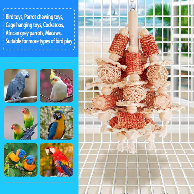Natural Corn Stick Parrot Toys for Small to Medium-Sized Macaws, African Greys, Cockatoos, and Sun Conures