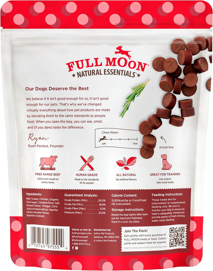 Full Moon Essential Beef Savory Bites All Natural Dog Treats, 14 Ounce, Human Grade, No Fillers, Made in the USA